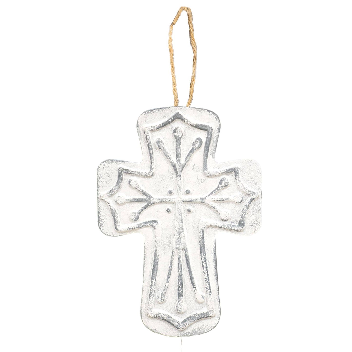 Distressed Metal Cross Ornament