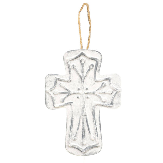 Distressed Metal Cross Ornament