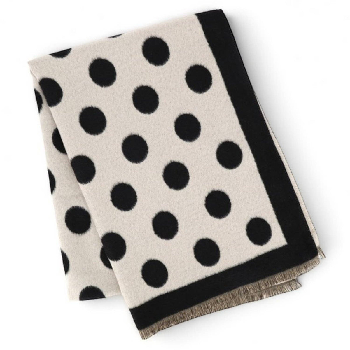 Two Tone Polka Dots Print Reversible Scarf Wrap in Black
