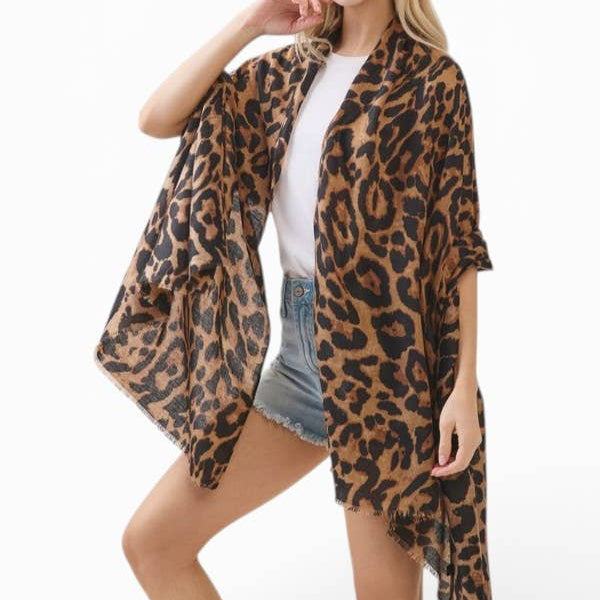 Brown Leopard Print Scarf
