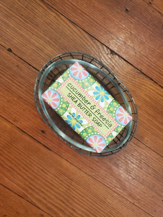 Wire and glass soap tray