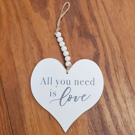 All You Need is Love - Beaded Heart Decor