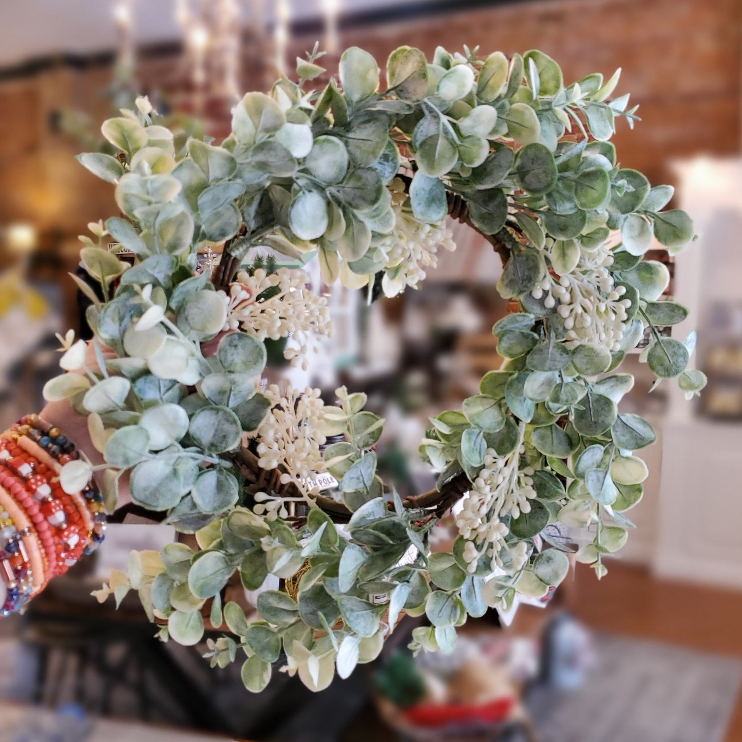White Berry Eucalyptus Wreath (medium size)