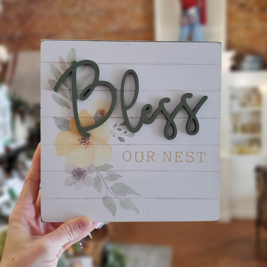 Bless Our Nest Box Sign