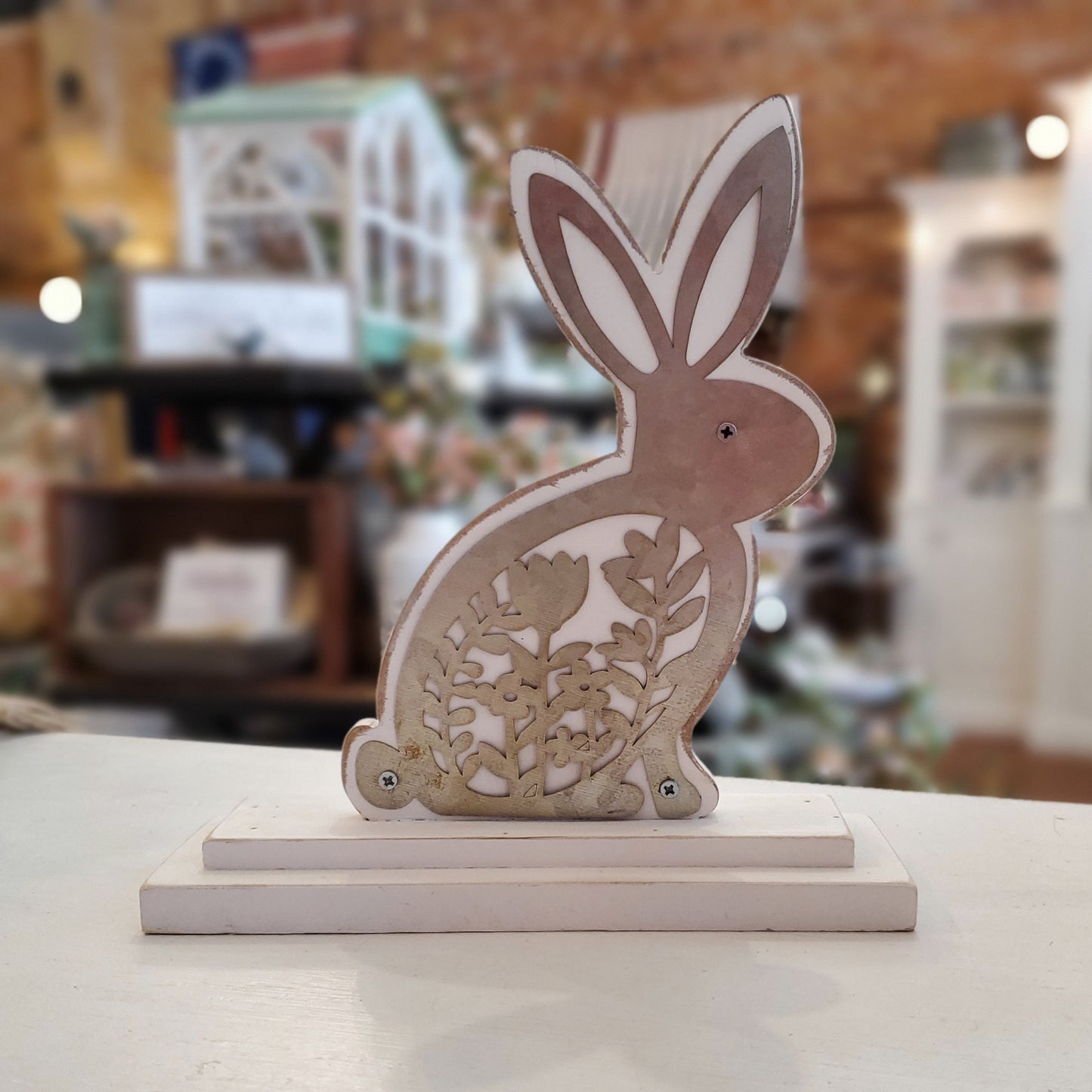 Wood Bunnies with Metal Cutouts