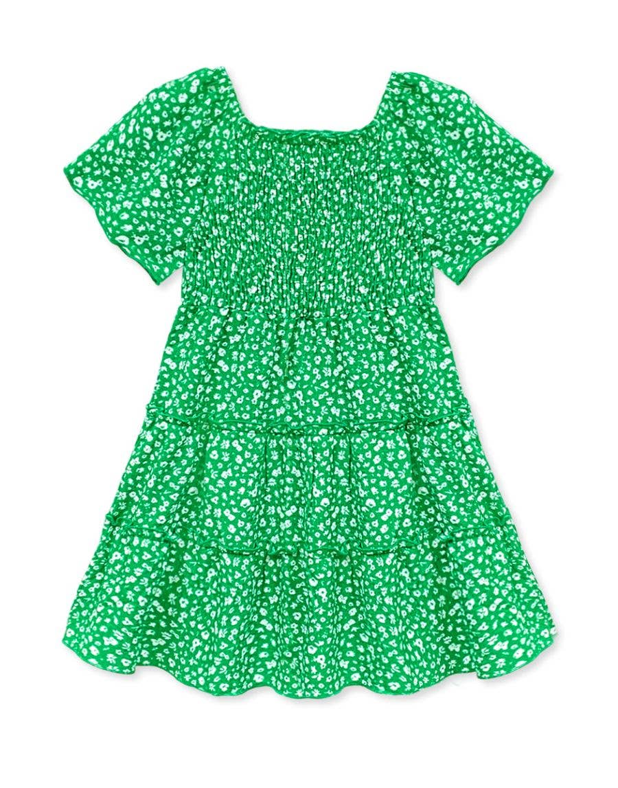 Girls Green Flare Tiered Dress (7-14) 479