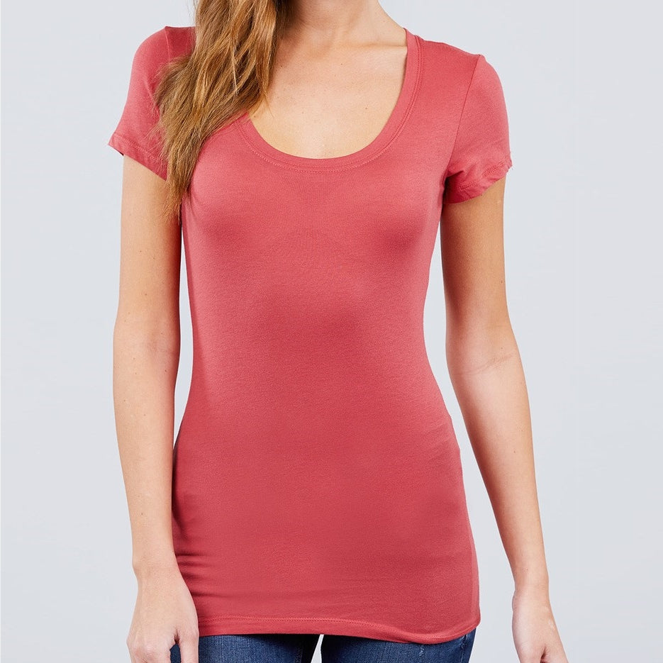 Keeping it Basic Cotton Tee in Coral 2550