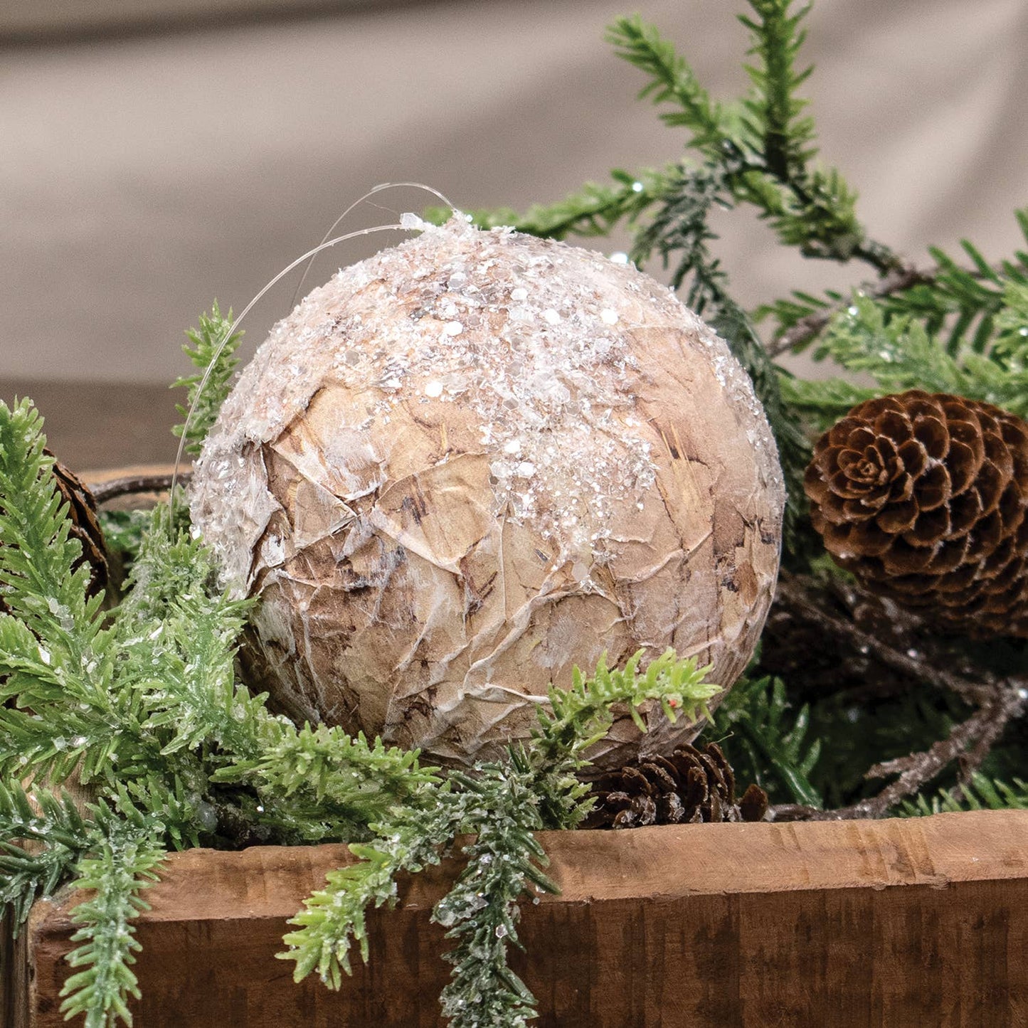 Sparkle Birch Ball Ornament - 4"