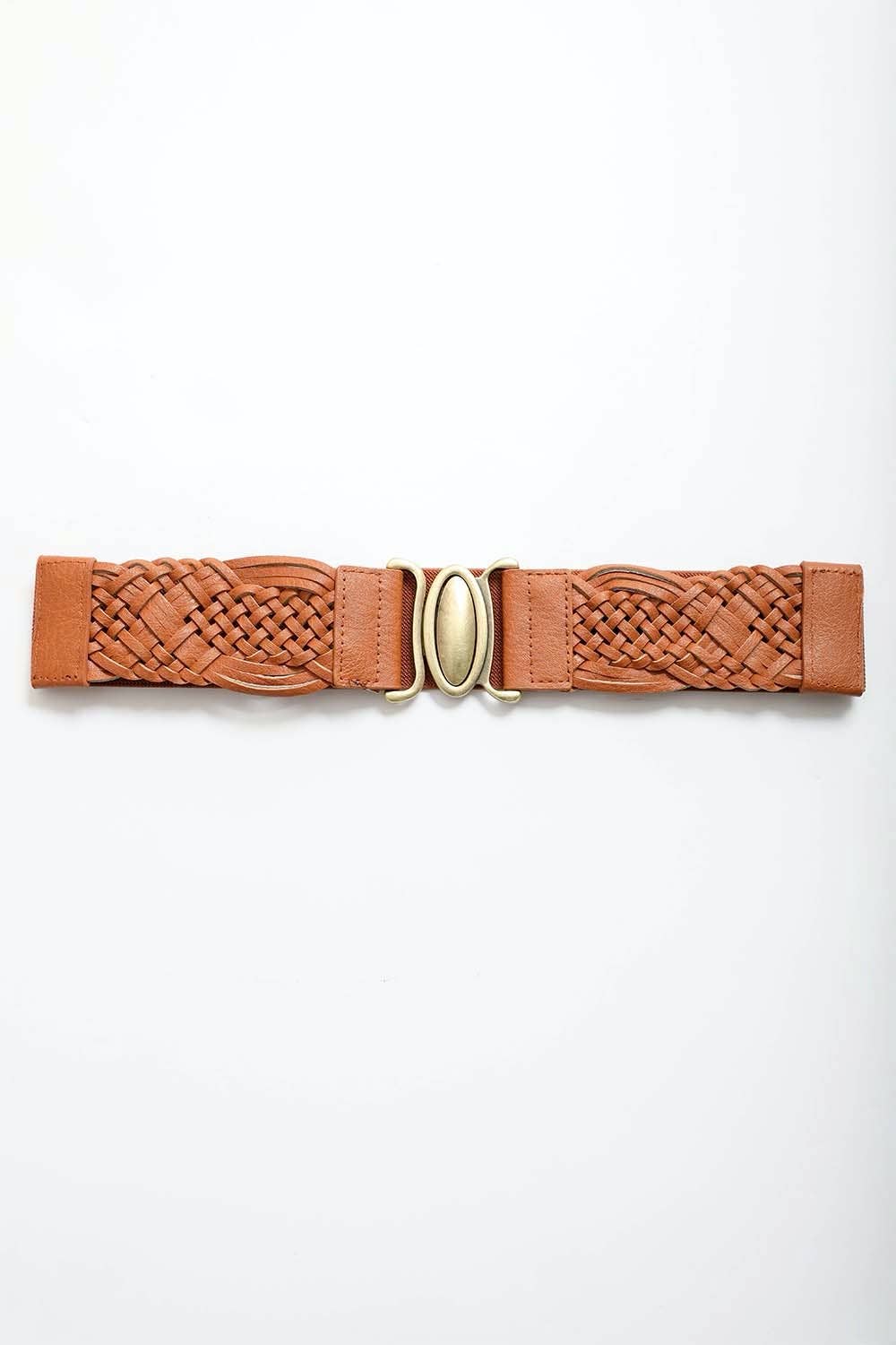 CC Oval Buckle Braided Elastic Belt – Black, Brown, Camel