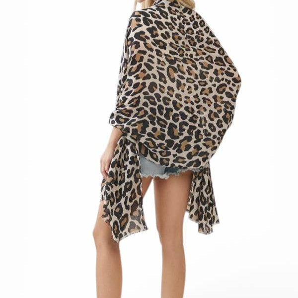 Beige Leopard Print Scarf