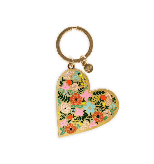 GB Floral Heart Enamel Keychain