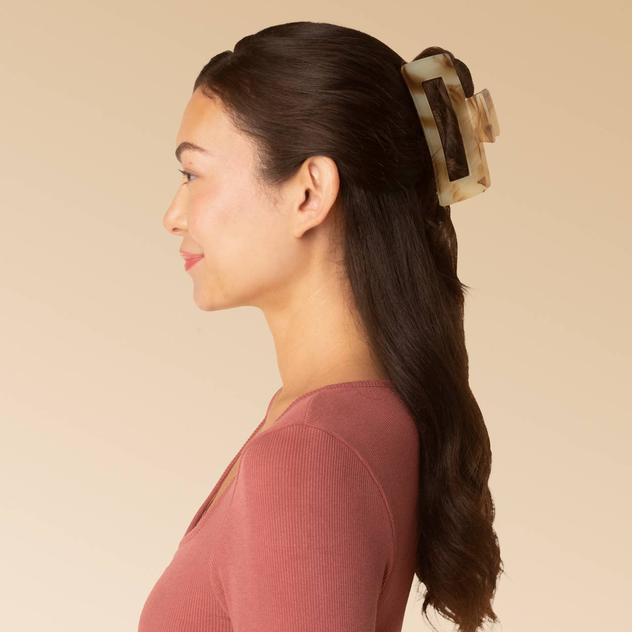 CC Recycled Plastic Jumbo Open Shape Claw Clip - Chocolate Marble