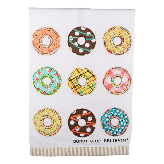 Donut Stop Believin' Tea Towel