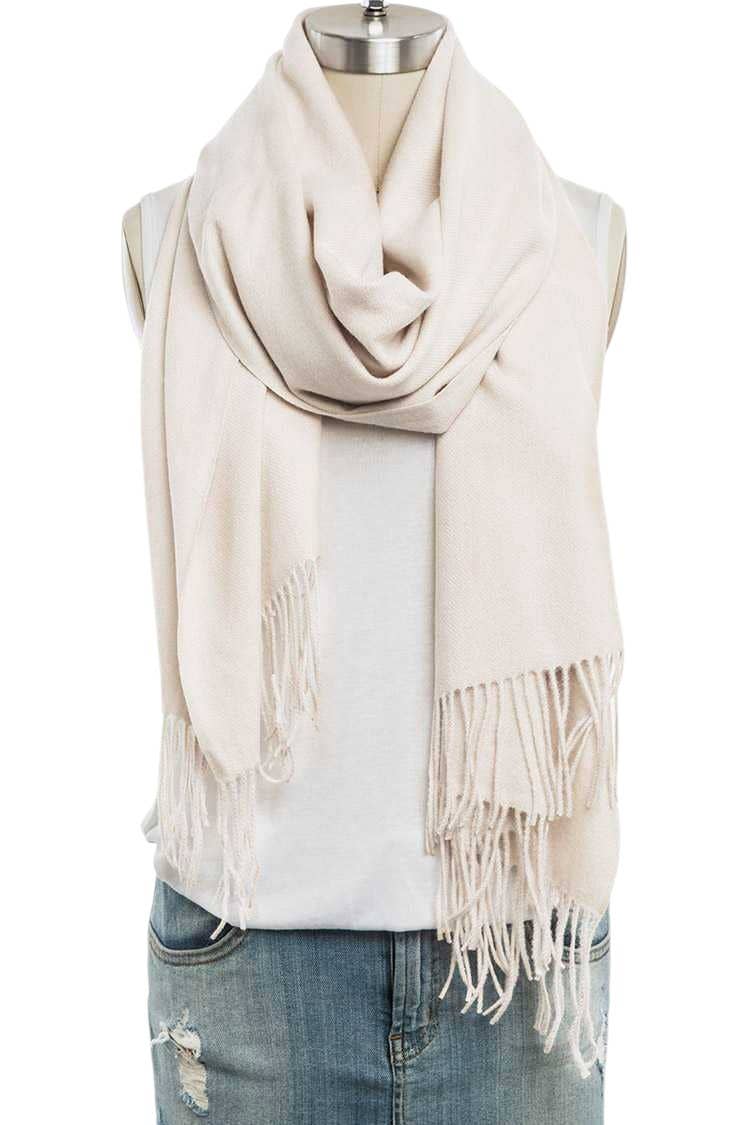 Large Cashmere Feel Solid Color Scarf in Ivory