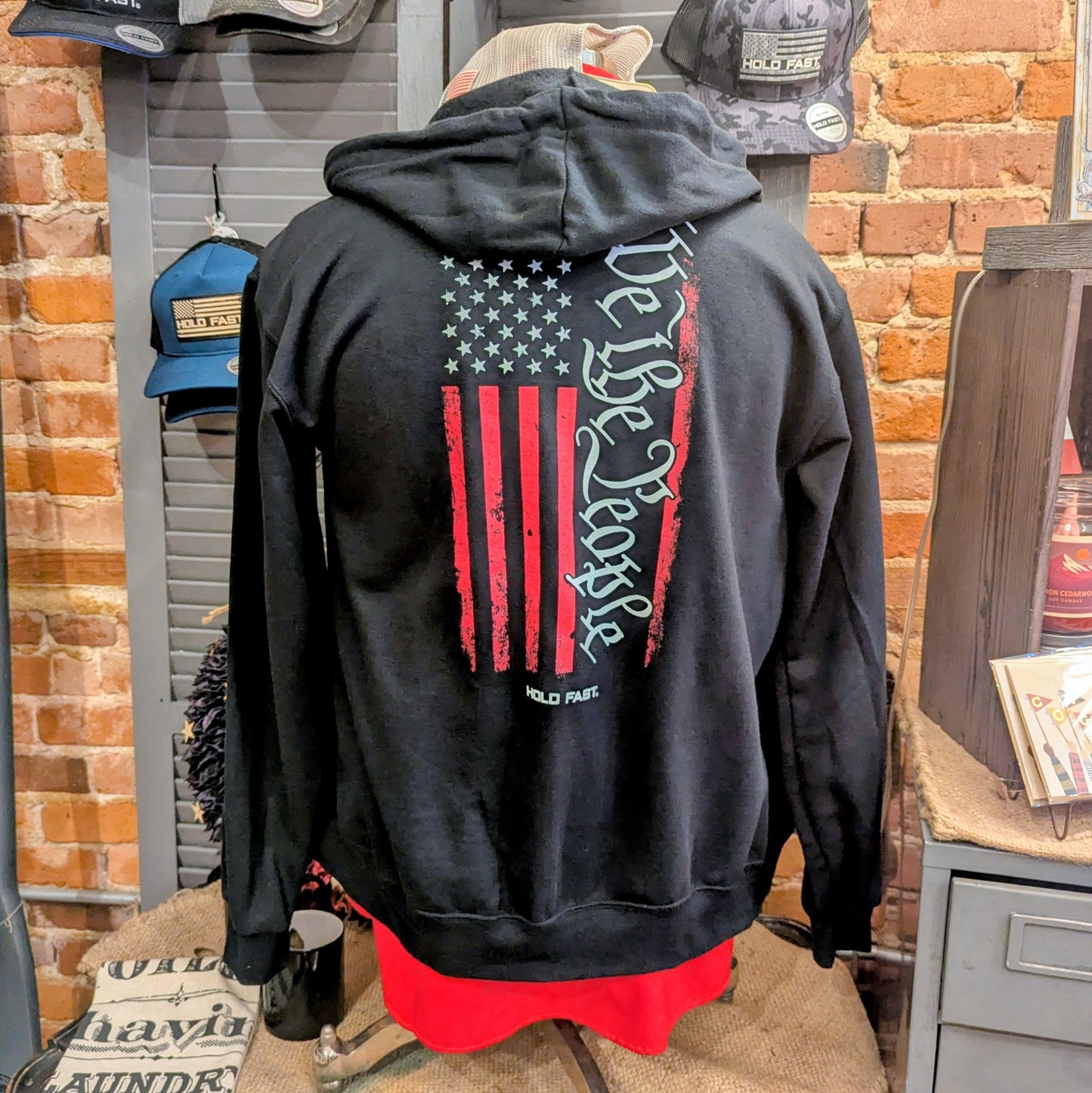 Hold Fast We The People Hooded Sweatshirt in Black MEN