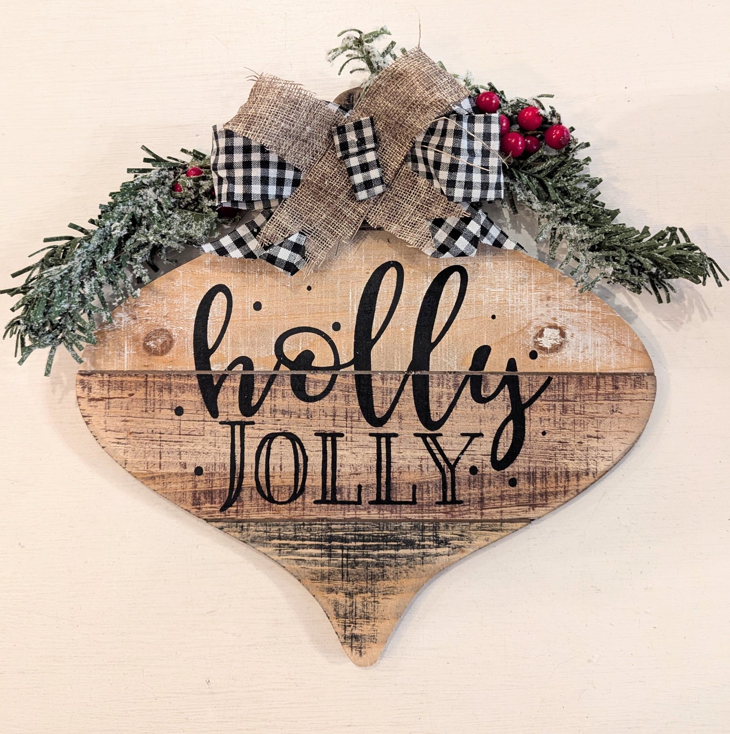 Holly Jolly Slat Wood Christmas Sign