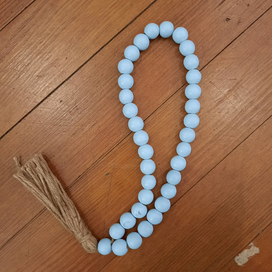 Blue Wooden Beaded Loop with Tassel