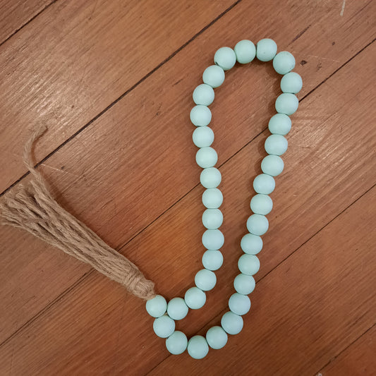 Mint Wooden Beaded Loop with Tassel