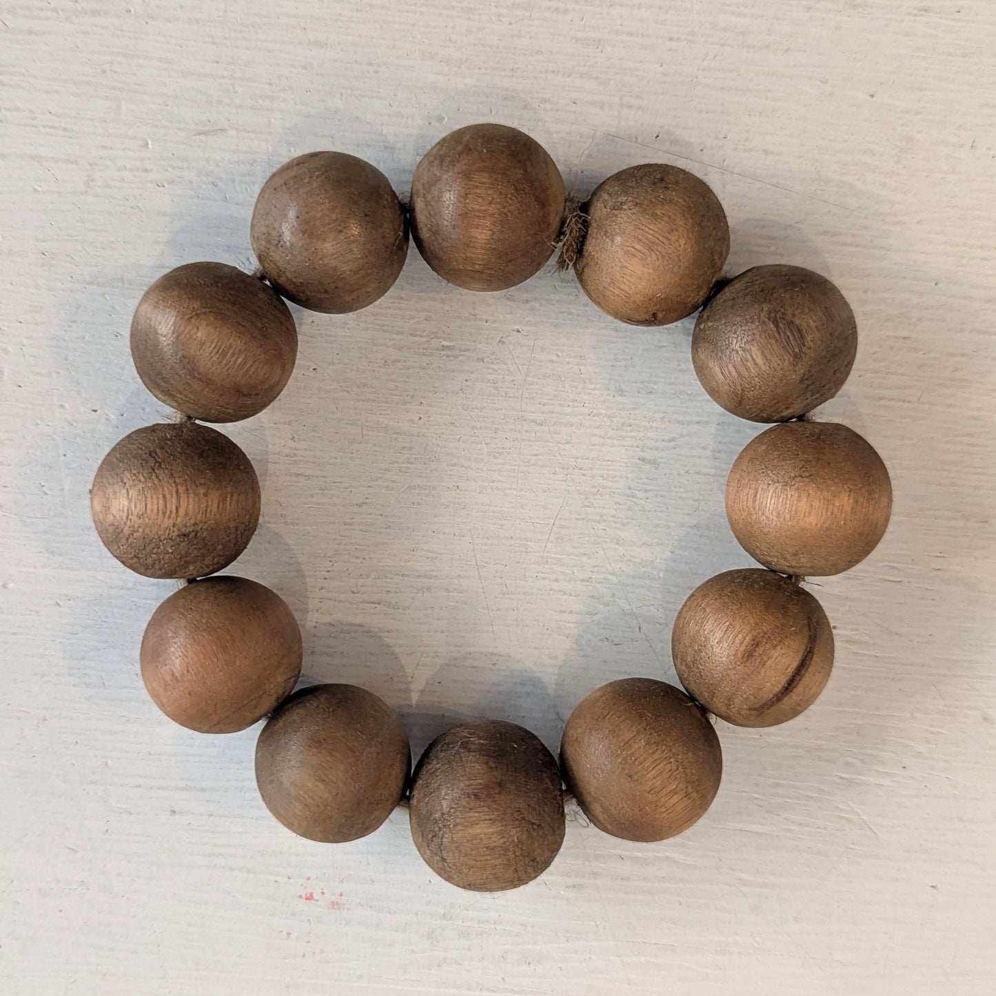 Wooden Round Bead Candle Ring, 2.5"