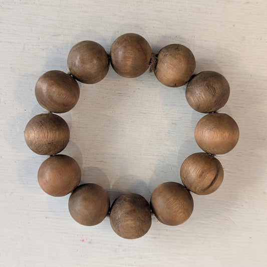 Wooden Round Bead Candle Ring, 2.5"