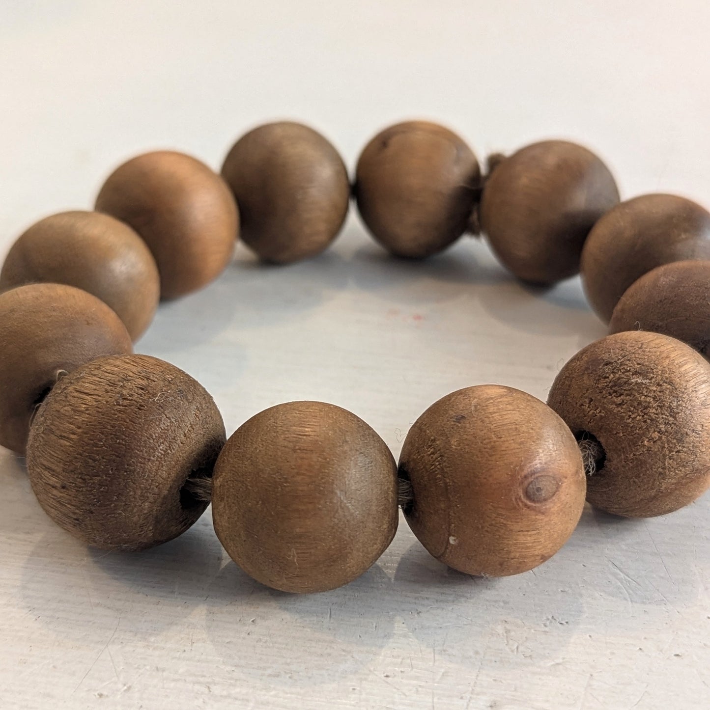 Wooden Round Bead Candle Ring, 2.5"