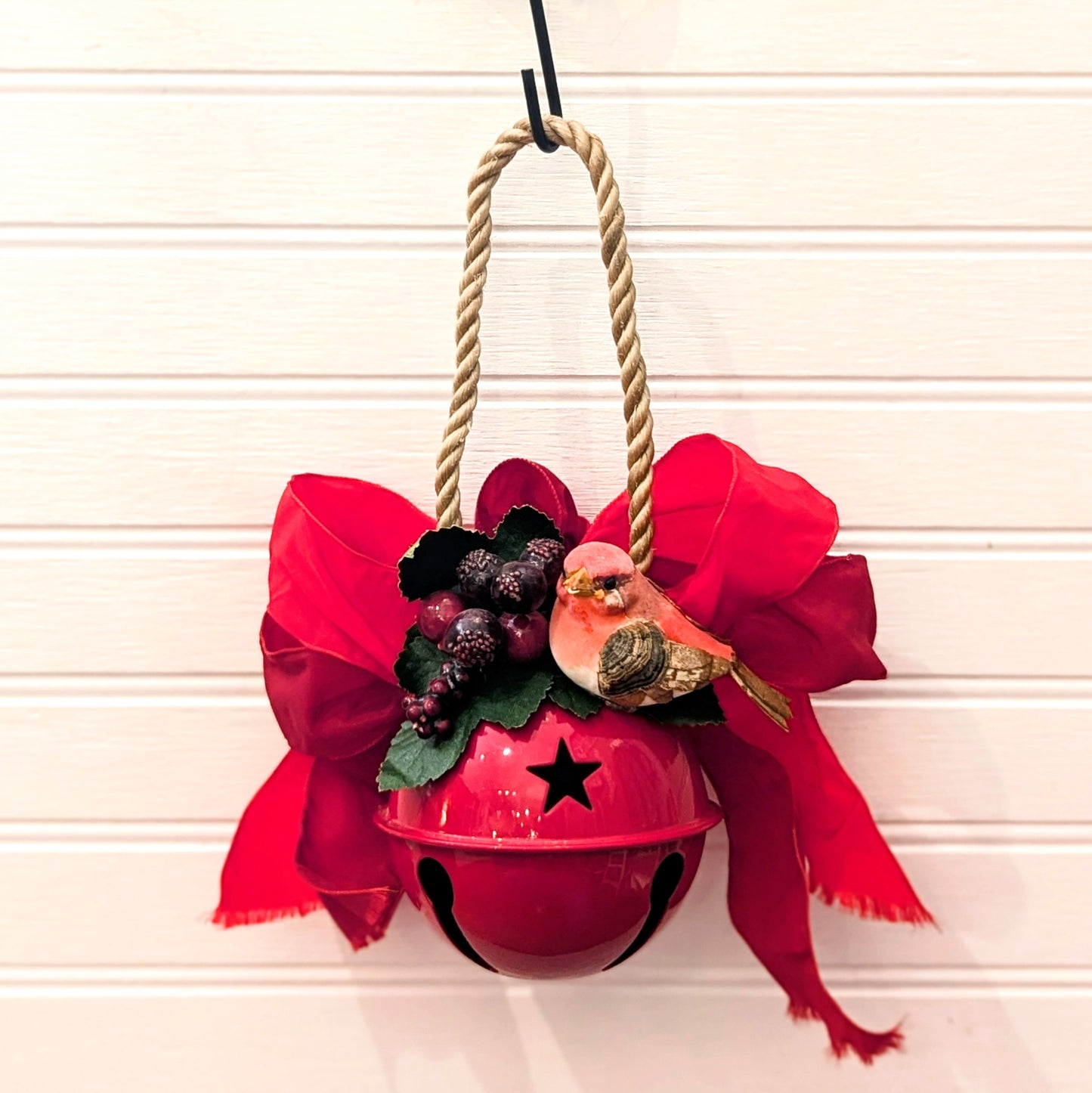 SS Ornament - Red Bell w/ Bird