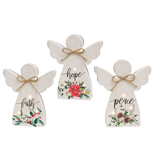 Wooden Angel Sitter w LED Lights (varies)