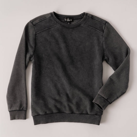 Black Garment Dyed Crew Sweatshirt Boys 314