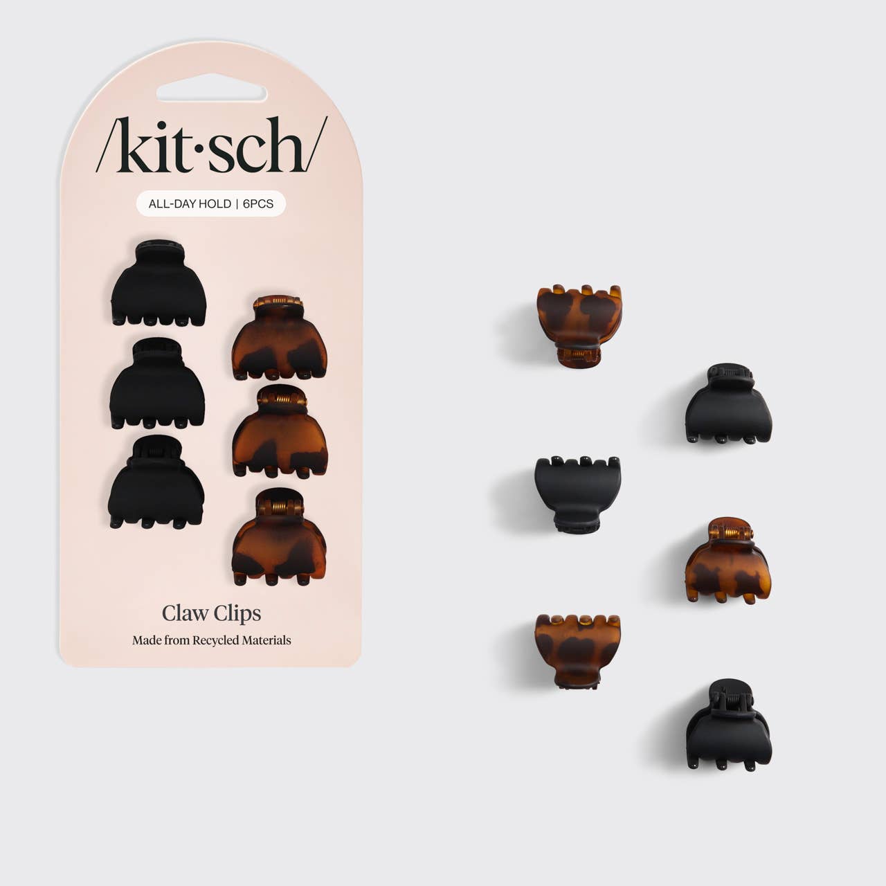 CC Recycled Plastic X-Small Claw Clips 6pc - Black & Tort