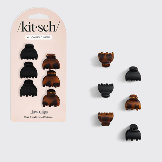CC Recycled Plastic X-Small Claw Clips 6pc - Black & Tort