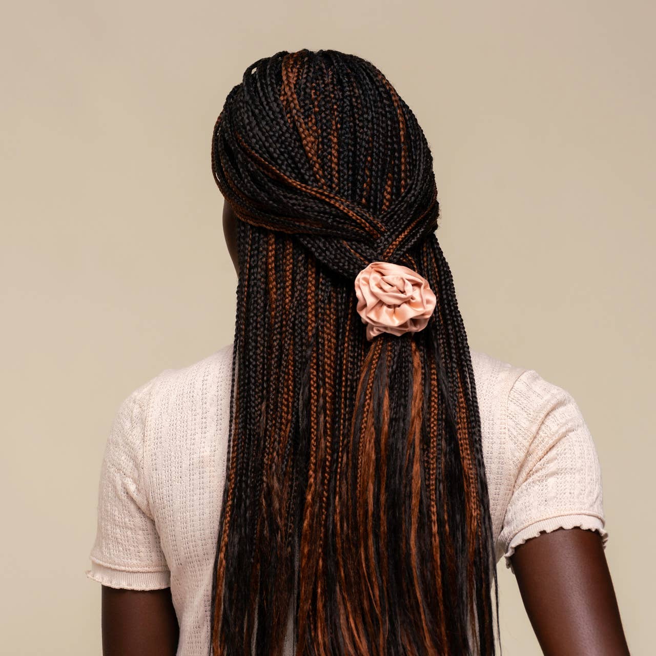 CC Rosette Ruched Satin Scrunchies 3pc Set - Terracotta
