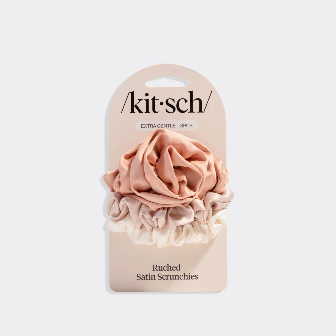 CC Rosette Ruched Satin Scrunchies 3pc Set - Terracotta