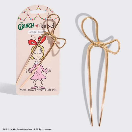 CC The Grinch x Kitsch Gold Bow French Hair Pin