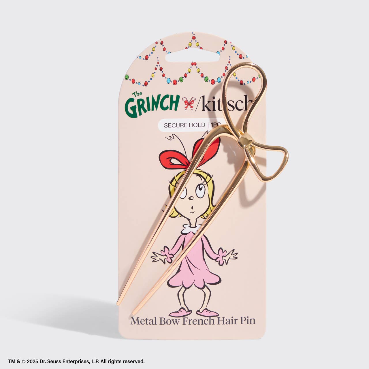 CC The Grinch x Kitsch Gold Bow French Hair Pin
