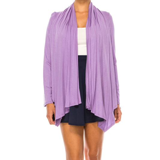 Open Front Lilac Cardigan – Soft Drape & Stylish Hem