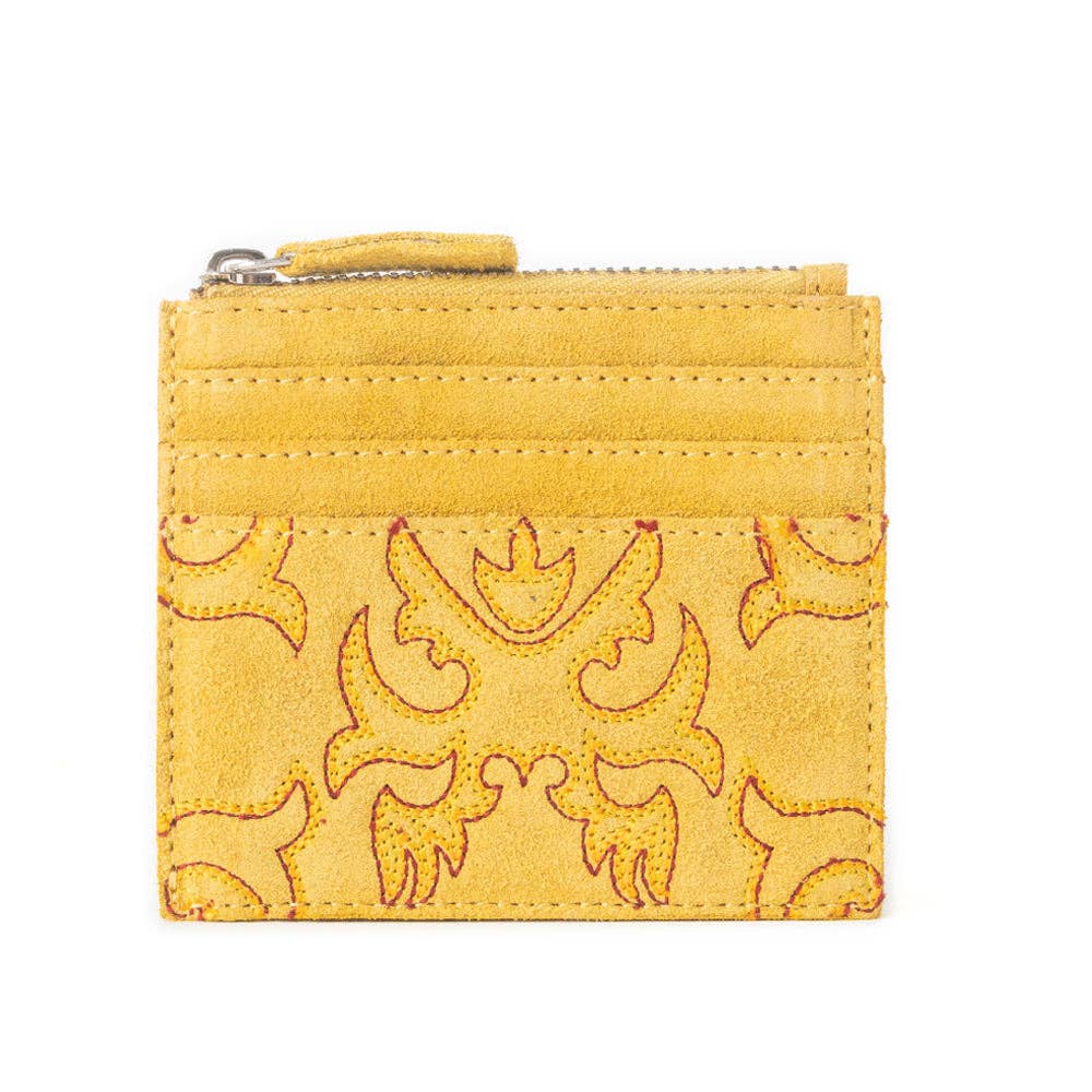 CC Western Embroidered Credit Card Holder in Yellow 12872