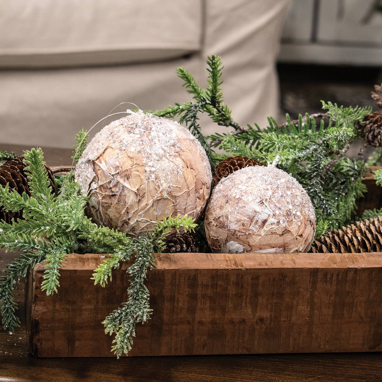Sparkle Birch Ball Ornament - 4"