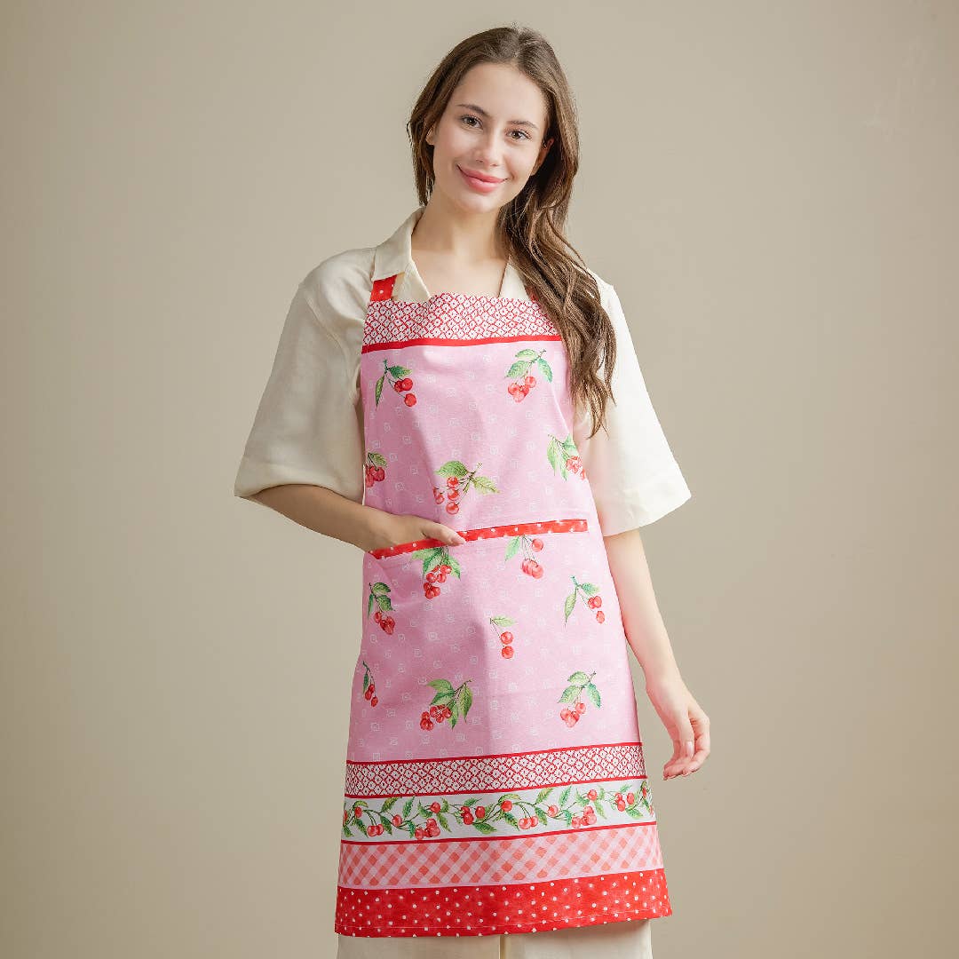 Apron 100% Cotton - Pink Cherries