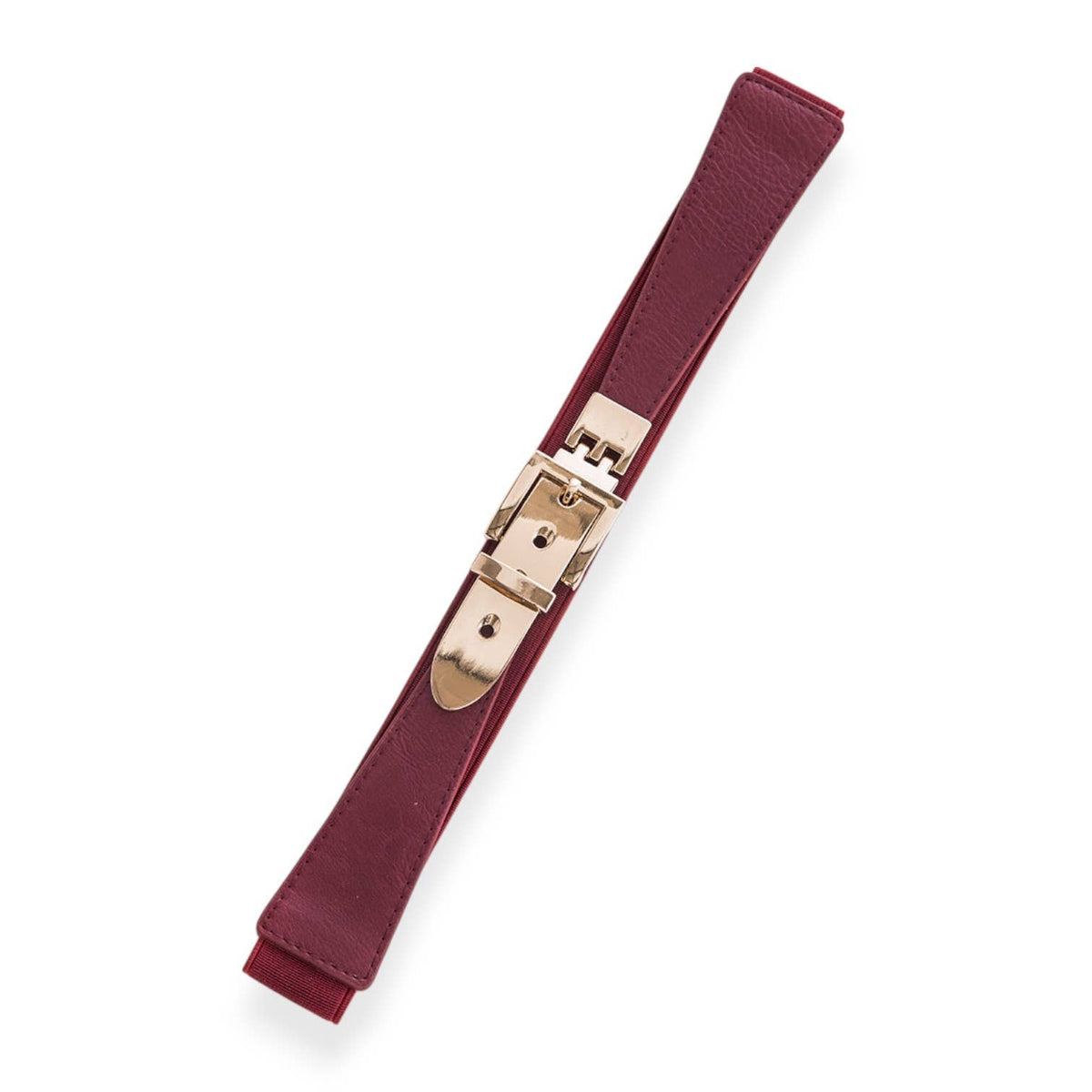 Metal Buckle Fashion Stretch Belt in Red