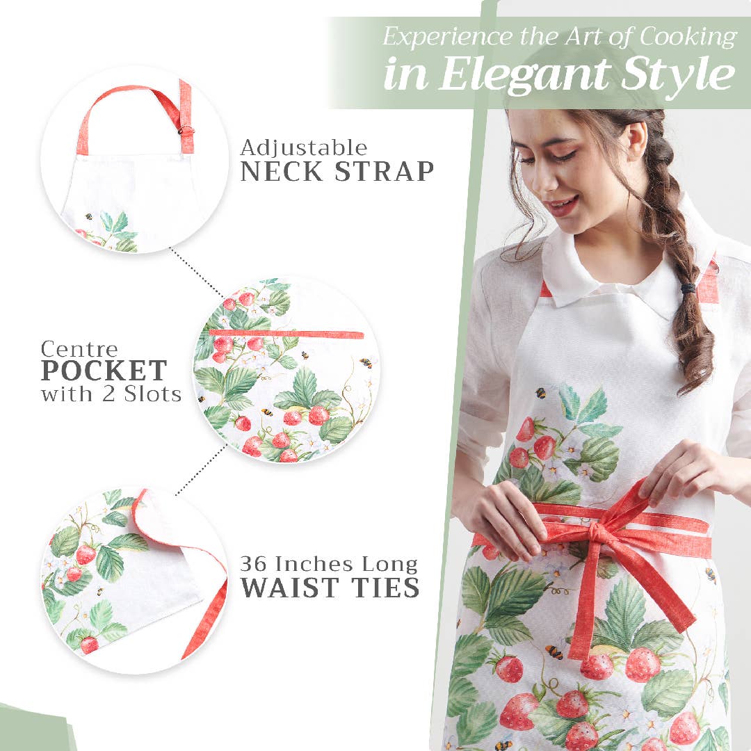 Apron 100% Cotton -  Strawberry Summer