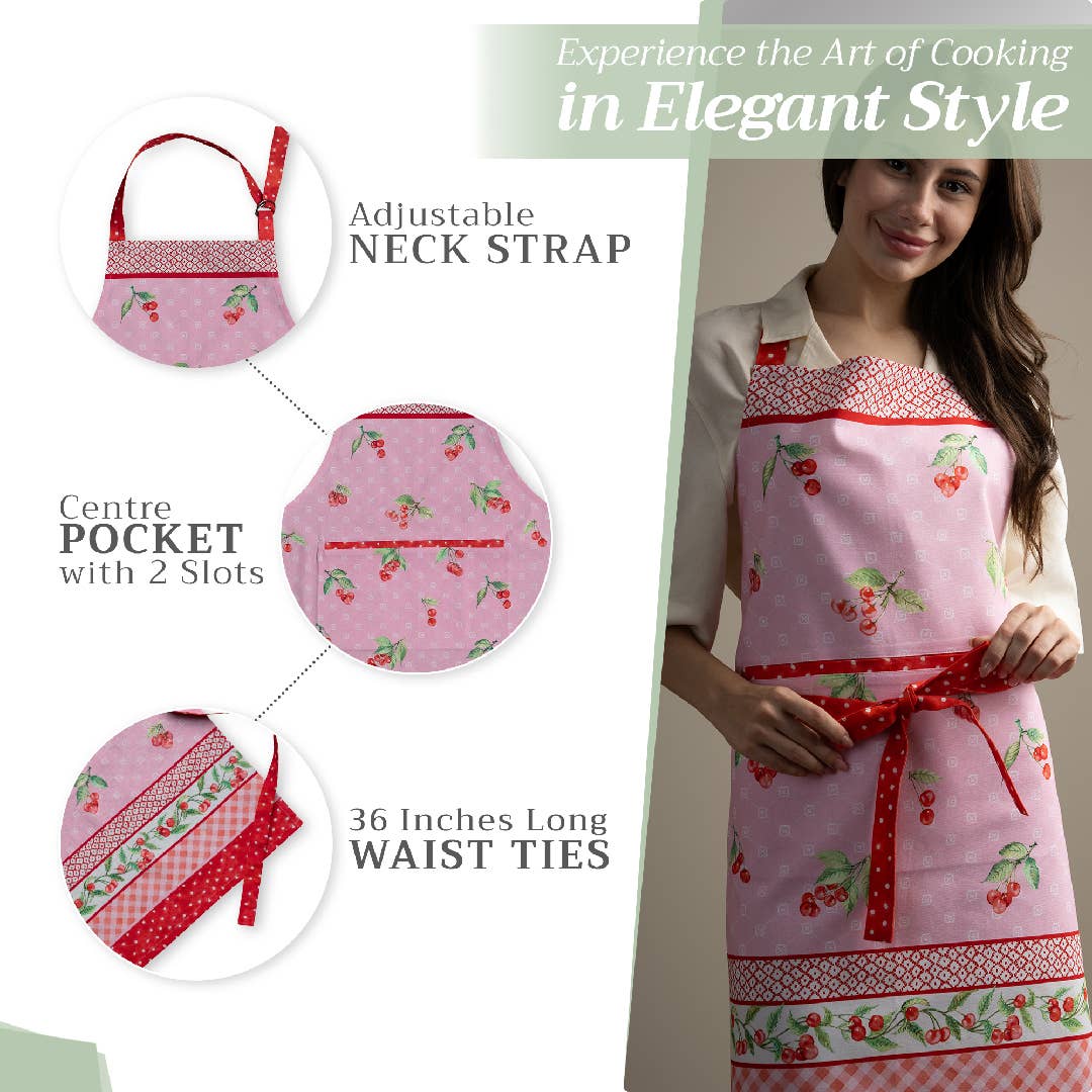 Apron 100% Cotton - Pink Cherries