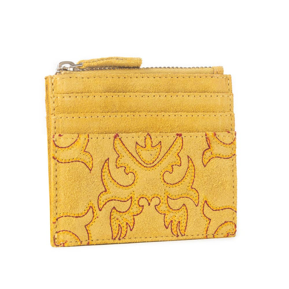 CC Western Embroidered Credit Card Holder in Yellow 12872