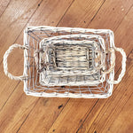 Wire basket with wicker handles