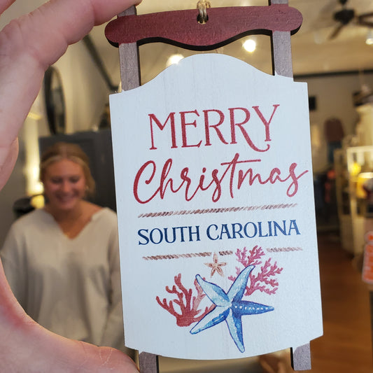 Merry Christmas Sled Ornament