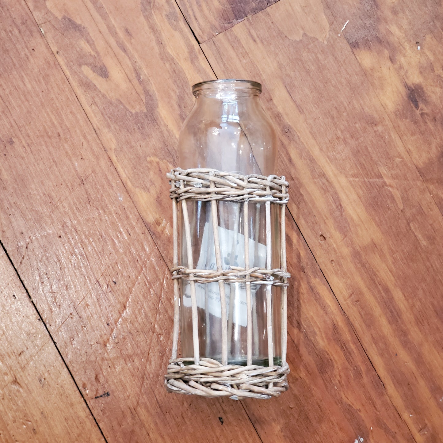Willow Wrapped Glass Bottle Vase