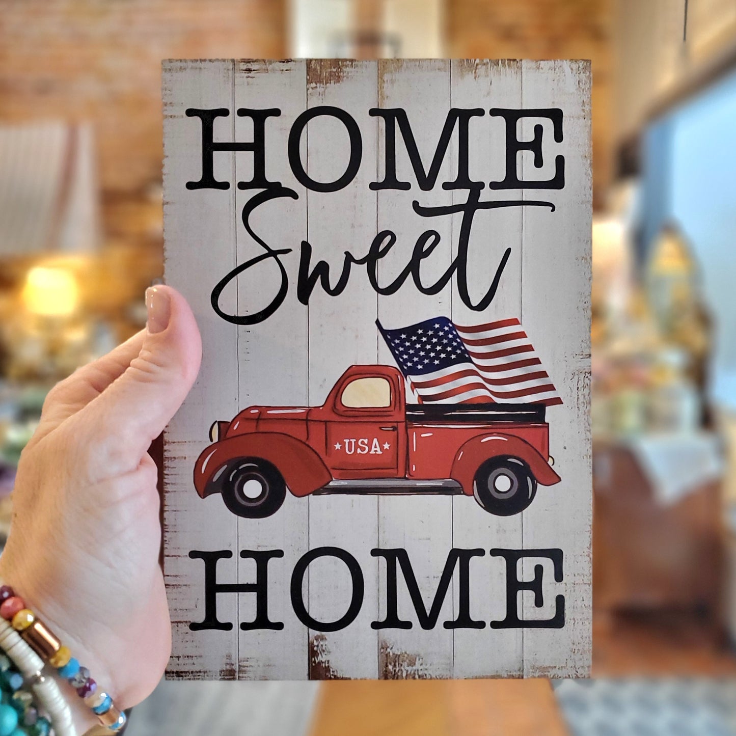 Home Sweet Home USA Truck Block Sign
