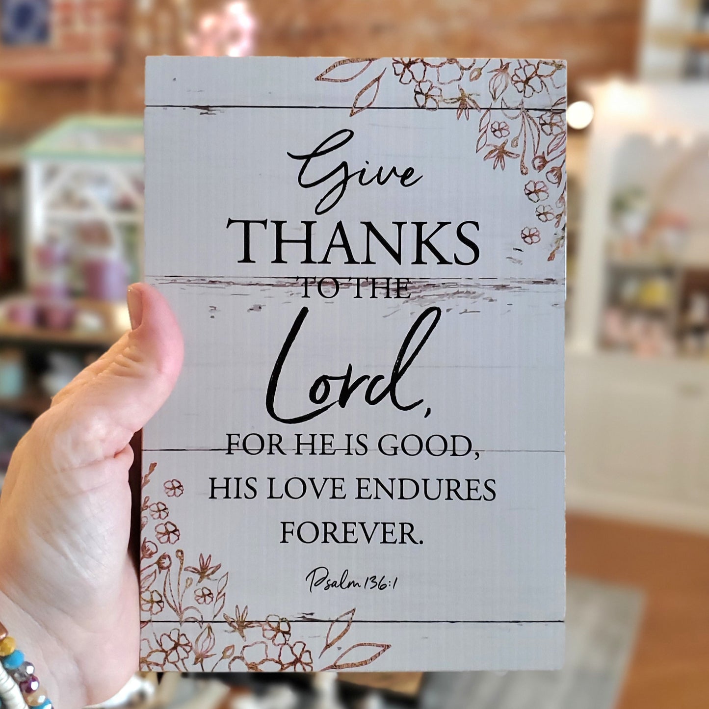 Give Thanks to the Lord Block Sign