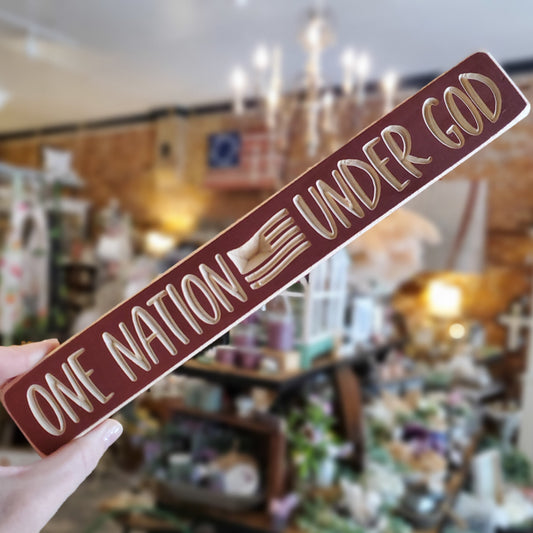 One Nation Under God Block Sign