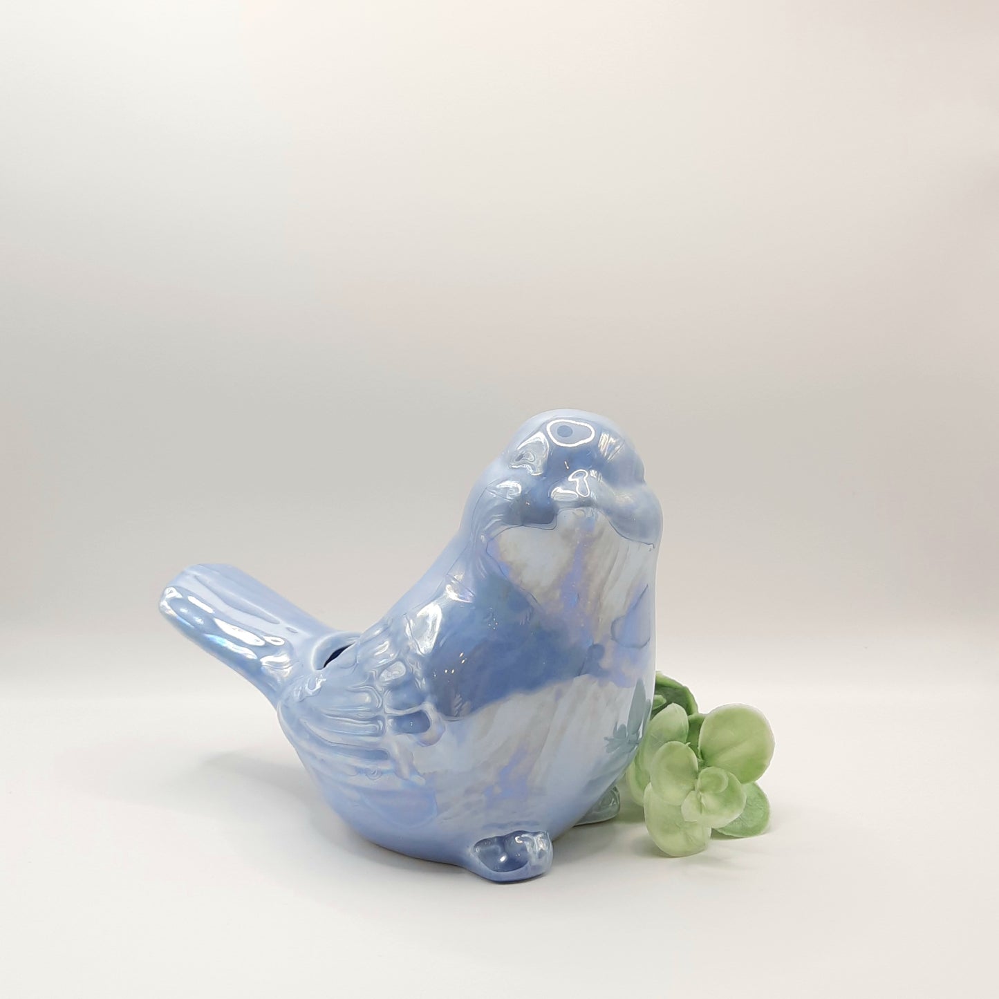 Blue Iridescent Bird Cachepot