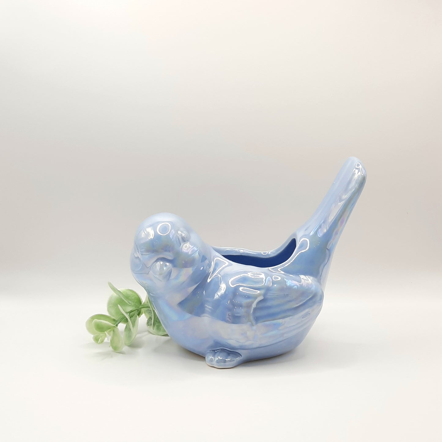 Blue Iridescent Bird Cachepot